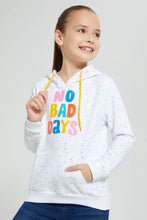 Load image into Gallery viewer, Redtag-White-Printed-Spots-Slogan-Print-Hooded-Sweatshirt-Sweatshirts-Girls-2 to 8 Years
