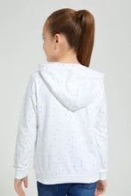 Load image into Gallery viewer, Redtag-White-Printed-Spots-Slogan-Print-Hooded-Sweatshirt-Sweatshirts-Girls-2 to 8 Years
