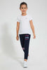 Redtag-Navy-Slogan-Print-New-Knit-Fabric-Track-Joggers-Girls-2 to 8 Years