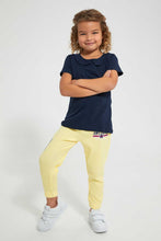 Load image into Gallery viewer, Redtag-Yellow-Slogan-Print-New-Knit-Fabric-Track-Joggers-Girls-2 to 8 Years
