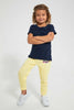 Redtag-Yellow-Slogan-Print-New-Knit-Fabric-Track-Joggers-Girls-2 to 8 Years