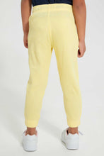 Load image into Gallery viewer, Redtag-Yellow-Slogan-Print-New-Knit-Fabric-Track-Joggers-Girls-2 to 8 Years
