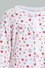 Redtag-White-And-Red-Heart-Printed-Veloure-Sleepsuit-Sleepsuits-Baby-0 to 12 Months