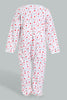 Redtag-White-And-Red-Heart-Printed-Veloure-Sleepsuit-Sleepsuits-Baby-0 to 12 Months