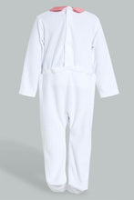 Load image into Gallery viewer, Redtag-White-And-Navy-Jacquard-Veloure-Sleepsuit-Rompers-Baby-0 to 12 Months
