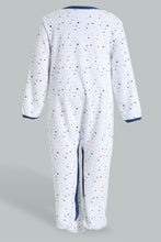 Load image into Gallery viewer, Redtag-White-And-Blue-Spaceship-Printed-Veloure-Sleepsuit-Sleepsuits-Baby-0 to 12 Months
