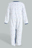 Redtag-White-And-Blue-Spaceship-Printed-Veloure-Sleepsuit-Sleepsuits-Baby-0 to 12 Months