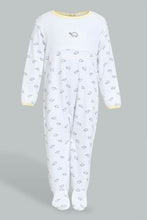 Load image into Gallery viewer, Redtag-White-And-Yellow-Turtle-Printed-Veloure-Sleepsuit-Sleepsuits-Baby-0 to 12 Months
