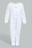 Redtag-White-And-Yellow-Turtle-Printed-Veloure-Sleepsuit-Sleepsuits-Baby-0 to 12 Months