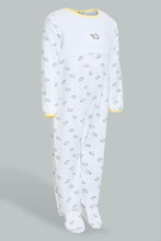 Load image into Gallery viewer, Redtag-White-And-Yellow-Turtle-Printed-Veloure-Sleepsuit-Sleepsuits-Baby-0 to 12 Months
