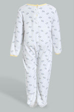 Load image into Gallery viewer, Redtag-White-And-Yellow-Turtle-Printed-Veloure-Sleepsuit-Sleepsuits-Baby-0 to 12 Months
