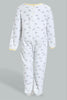 Redtag-White-And-Yellow-Turtle-Printed-Veloure-Sleepsuit-Sleepsuits-Baby-0 to 12 Months