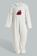 Load image into Gallery viewer, Redtag-Oatmeal-Printed-Bunny-Veloure-Sleepsuit-Rompers-Baby-0 to 12 Months
