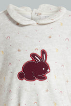 Load image into Gallery viewer, Redtag-Oatmeal-Printed-Bunny-Veloure-Sleepsuit-Rompers-Baby-0 to 12 Months
