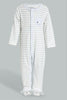 Redtag-Grey/White-Stripes-Sheep-Feet-Sleepsuit-Rompers-Baby-0 to 12 Months