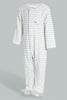 Redtag-Grey/White-Stripes-Sheep-Feet-Sleepsuit-Rompers-Baby-0 to 12 Months