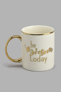 Redtag-White-And-Gold-Be-Awesome-Today-Mug-Colour:Gold,-Colour:White,-Filter:Home-Dining,-HMW-DIN-Mugs,-New-In,-New-In-HMW-DIN,-Non-Sale,-S22A,-Section:Homewares-Home-Dining-