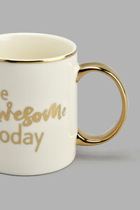 Redtag-White-And-Gold-Be-Awesome-Today-Mug-Colour:Gold,-Colour:White,-Filter:Home-Dining,-HMW-DIN-Mugs,-New-In,-New-In-HMW-DIN,-Non-Sale,-S22A,-Section:Homewares-Home-Dining-