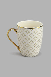 Redtag-White-And-Gold-Geometric-Mug-Colour:Gold,-Colour:White,-Filter:Home-Dining,-HMW-DIN-Mugs,-New-In,-New-In-HMW-DIN,-Non-Sale,-S22A,-Section:Homewares-Home-Dining-