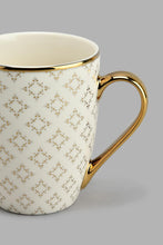 تنزيل الصورة على معرض الصور، Redtag-White-And-Gold-Geometric-Mug-Colour:Gold,-Colour:White,-Filter:Home-Dining,-HMW-DIN-Mugs,-New-In,-New-In-HMW-DIN,-Non-Sale,-S22A,-Section:Homewares-Home-Dining-
