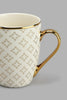 Redtag-White-And-Gold-Geometric-Mug-Colour:Gold,-Colour:White,-Filter:Home-Dining,-HMW-DIN-Mugs,-New-In,-New-In-HMW-DIN,-Non-Sale,-S22A,-Section:Homewares-Home-Dining-