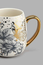 Load image into Gallery viewer, Redtag-White-and-Gold-Floral-Mug-Colour:Gold,-Colour:White,-Filter:Home-Dining,-HMW-DIN-Mugs,-New-In,-New-In-HMW-DIN,-Non-Sale,-S22A,-Section:Homewares-Home-Dining-
