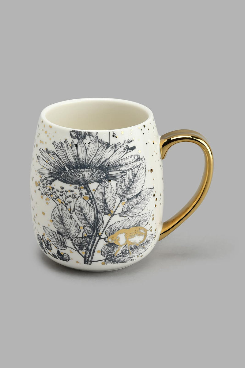 Redtag-White-And-Gold-Printed-Mug-Colour:Gold,-Colour:White,-Filter:Home-Dining,-HMW-DIN-Mugs,-New-In,-New-In-HMW-DIN,-Non-Sale,-S22A,-Section:Homewares-Home-Dining-