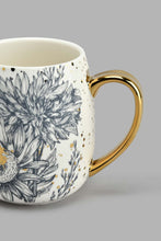 Load image into Gallery viewer, Redtag-Gold-and-White-Floral-Mug-Colour:Gold,-Colour:White,-Filter:Home-Dining,-HMW-DIN-Mugs,-New-In,-New-In-HMW-DIN,-Non-Sale,-S22A,-Section:Homewares,-white-Home-Dining-
