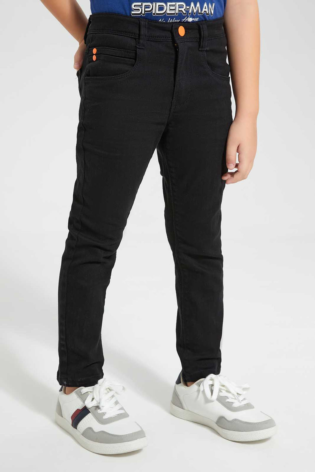 Redtag-Black-5-Pkt-Coloured-Denim-Jean-BOY-Jeans,-Category:Jeans,-Colour:Black,-Deals:Sale,-Filter:Boys-(2-to-8-Yrs),-S22A,-Sale,-Sale-BOY-APL,-Section:Kidswear--