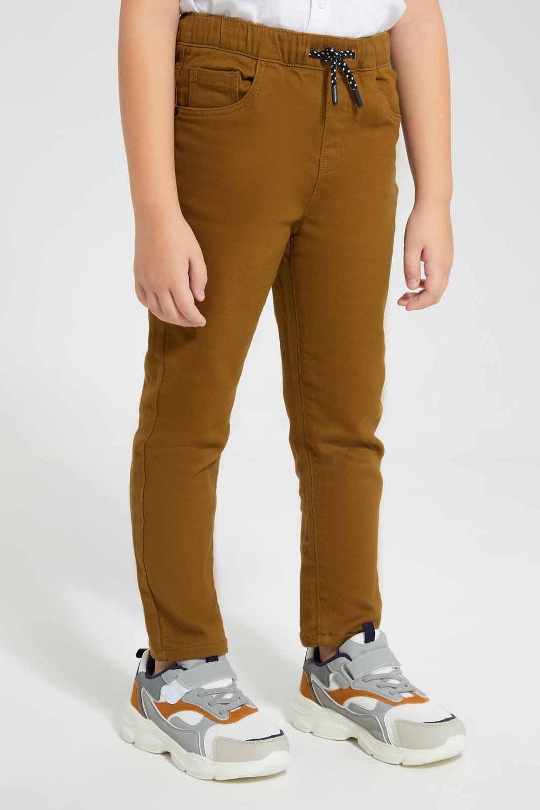 Redtag-Tan-Brown-Elasticated-Knit-Denim-Jean-BOY-Jeans,-Category:Jeans,-Colour:Tan,-Deals:Sale,-Filter:Boys-(2-to-8-Yrs),-S22A,-Sale,-Sale-BOY-APL,-Section:Kidswear--