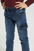 Load image into Gallery viewer, Redtag-Grey-Cargo-Acid-Wash-Jean-Jeans-Pull-On-Boys-2 to 8 Years
