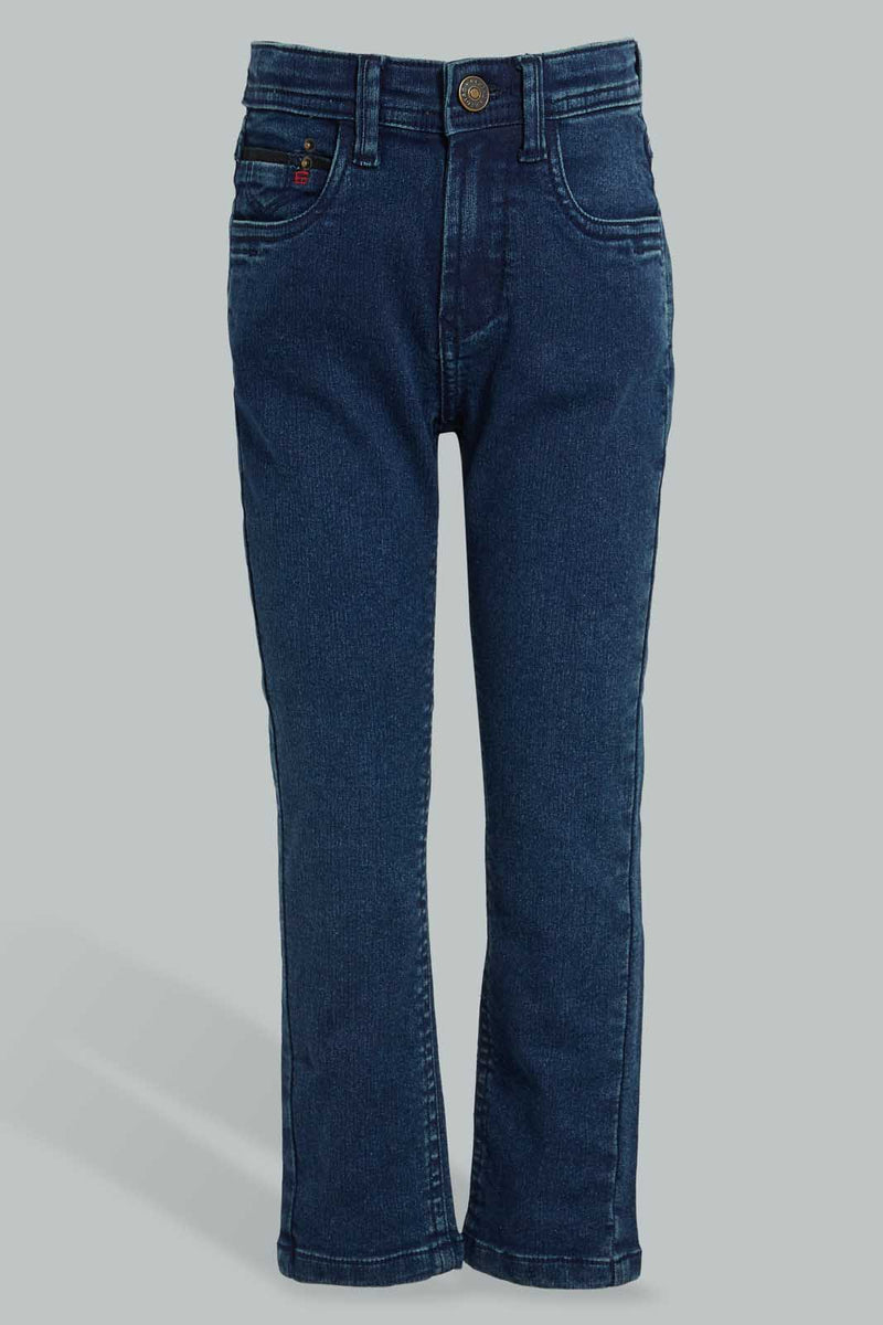 Redtag-Dark-Wash-Corduroy-Jean-Jeans-Pull-On-Boys-2 to 8 Years