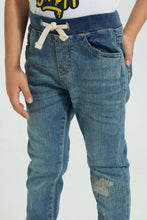 Load image into Gallery viewer, Redtag-Light-Wash-Ripped-Pull-On-Jean-Jeans-Pull-On-Boys-2 to 8 Years

