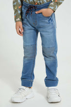 Load image into Gallery viewer, Redtag-Light-Wash-Biker-Jogger-Jeans-Pull-On-Boys-2 to 8 Years
