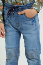 Load image into Gallery viewer, Redtag-Light-Wash-Biker-Jogger-Jeans-Pull-On-Boys-2 to 8 Years

