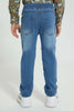Redtag-Light-Wash-Biker-Jogger-Jeans-Pull-On-Boys-2 to 8 Years