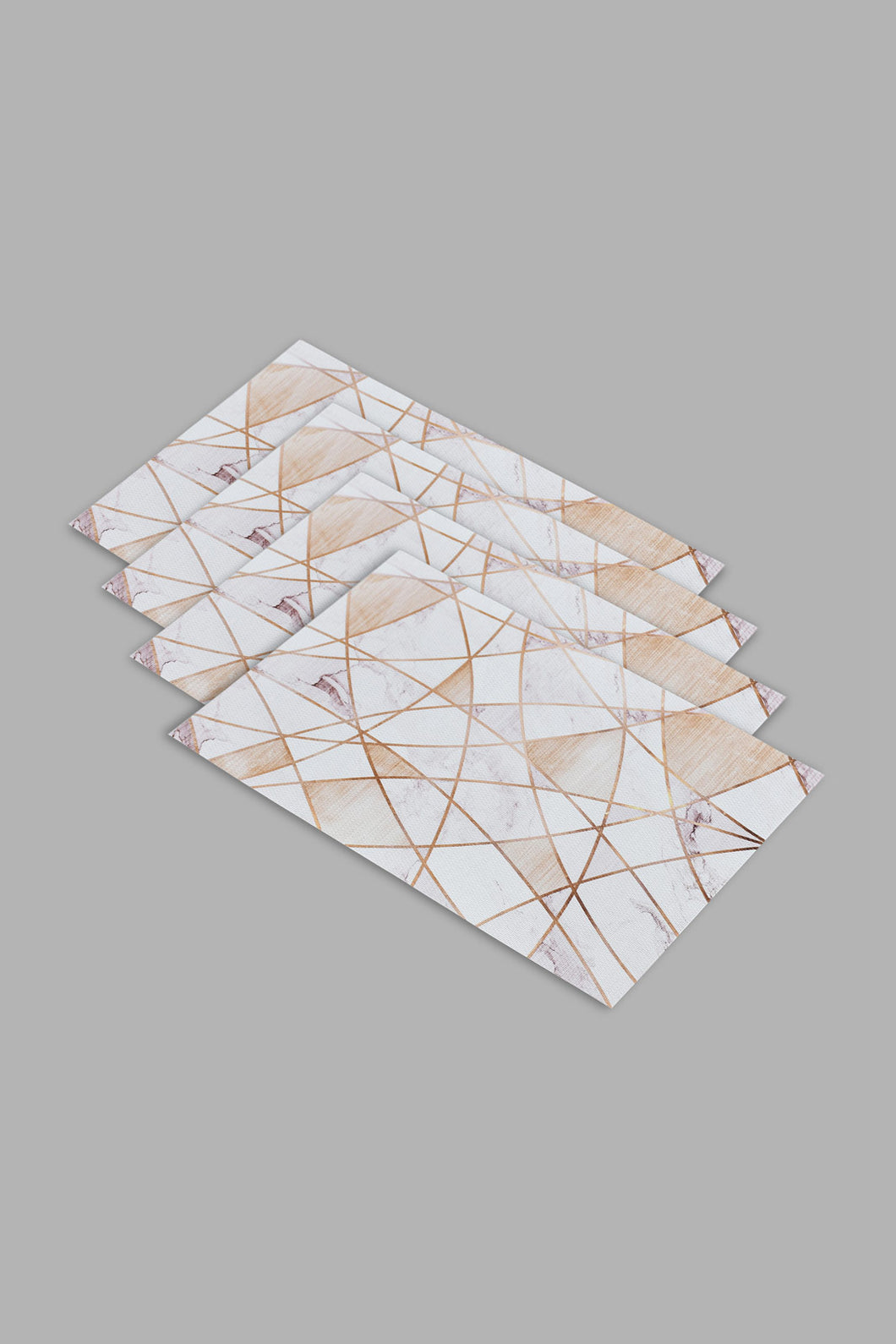 Redtag-Beige-Geometric-Print-Rectangle-Placemat-Set-(4-Piece)-Placemats-Home-Dining-