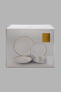 Redtag-White-Coupe-Dinner-Set-With-Gold-Rim-(-20-Piece)-Colour:White,-Filter:Home-Dining,-HMW-DIN-Crockery-Sets,-New-In,-New-In-HMW-DIN,-Non-Sale,-S22A,-Section:Homewares-Home-Dining-