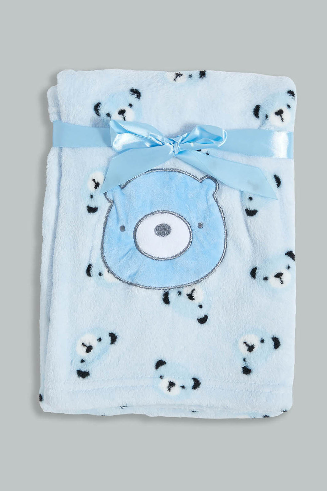Redtag-Blue-Bear-Fluffy-Blanket-Baby-Blankets-Baby-0 to 12 Months