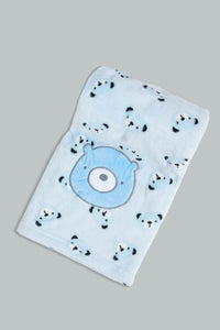 Redtag-Blue-Bear-Fluffy-Blanket-Baby-Blankets-Baby-0 to 12 Months