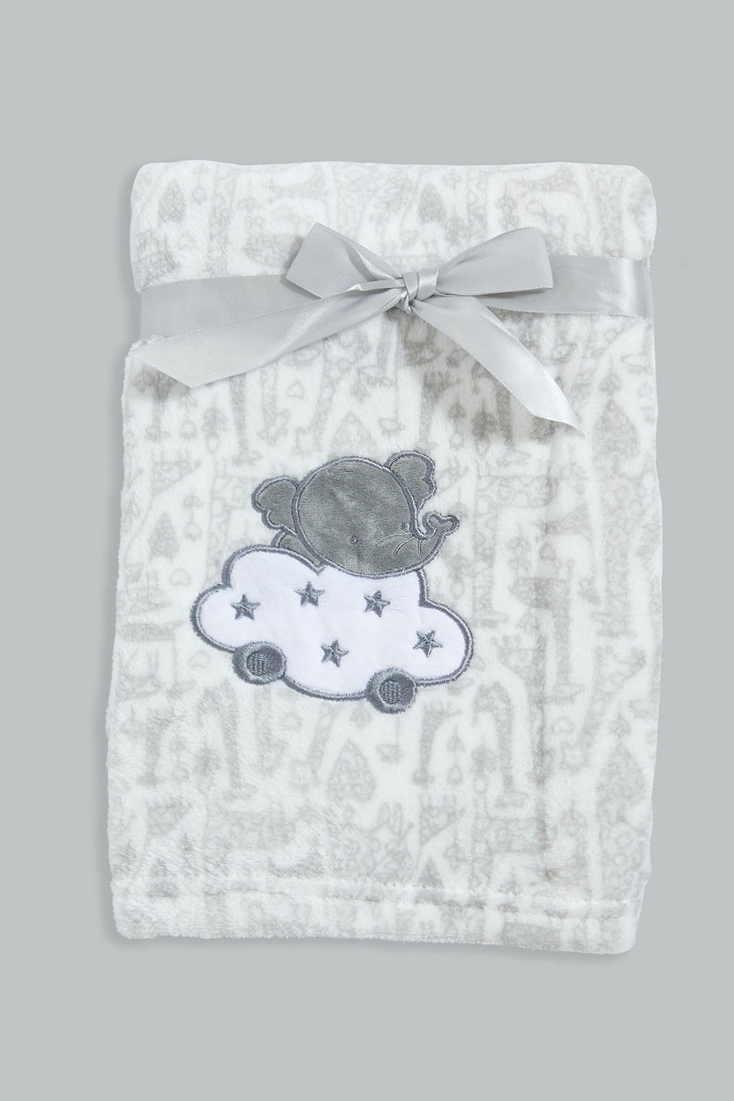 Redtag-Grey-Elephant-Fluffy-Blanket-Baby-Blankets-Baby-0 to 12 Months