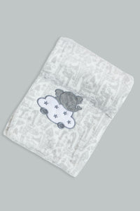Redtag-Grey-Elephant-Fluffy-Blanket-Baby-Blankets-Baby-0 to 12 Months