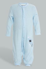 Load image into Gallery viewer, Redtag-Blue-Alphabets-Fleece-Romper-Rompers-Baby-0 to 12 Months
