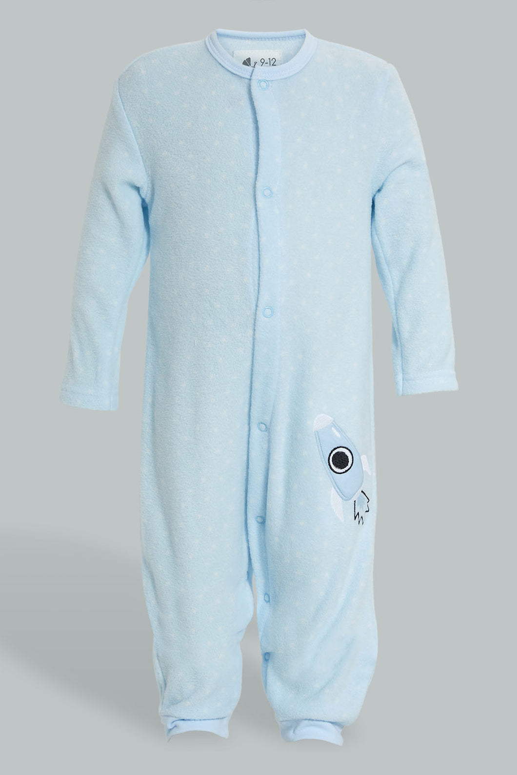 Redtag-Blue-Alphabets-Fleece-Romper-Rompers-Baby-0 to 12 Months