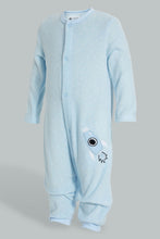 Load image into Gallery viewer, Redtag-Blue-Alphabets-Fleece-Romper-Rompers-Baby-0 to 12 Months
