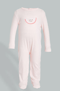 Redtag-Pink-And-White-Watermelon-Printed-2-Pack-Romper-Sleepsuits-Baby-0 to 12 Months