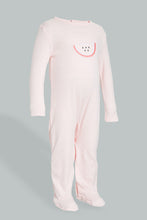 Load image into Gallery viewer, Redtag-Pink-And-White-Watermelon-Printed-2-Pack-Romper-Sleepsuits-Baby-0 to 12 Months
