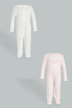 Load image into Gallery viewer, Redtag-Pink-And-White-Watermelon-Printed-2-Pack-Romper-Sleepsuits-Baby-0 to 12 Months

