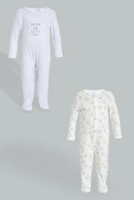 Load image into Gallery viewer, Redtag-Grey-And-White-Sheep--Printed-2-Pack-Romper-Sleepsuits-Baby-0 to 12 Months
