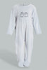 Redtag-Grey-And-Charcoal-Penguinveloure-2-Packs-Sleepsuit-Sleepsuits-Baby-0 to 12 Months